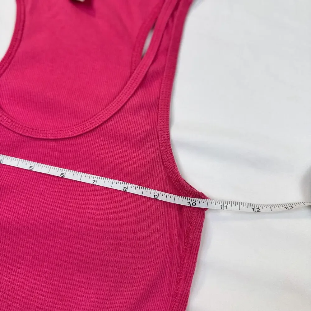 Wet Seal Ribbed Racerback Skinny Longline Tank Top Hot Pink Y2K Women's Medium - Picture 8 of 10